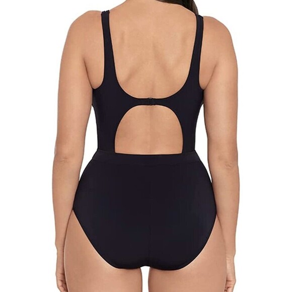 NEW Skinny Dippers Jippa Zip Detail One Piece Swimsuit Tummy Control  M Black - Picture 2 of 3